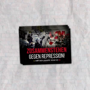 Aufkleber: Zusammenstehen gegen Repression